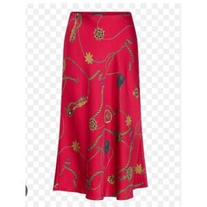 Lauren Ralph Lauren Plus Belting Print Satin Charmeuse Midi Skirt